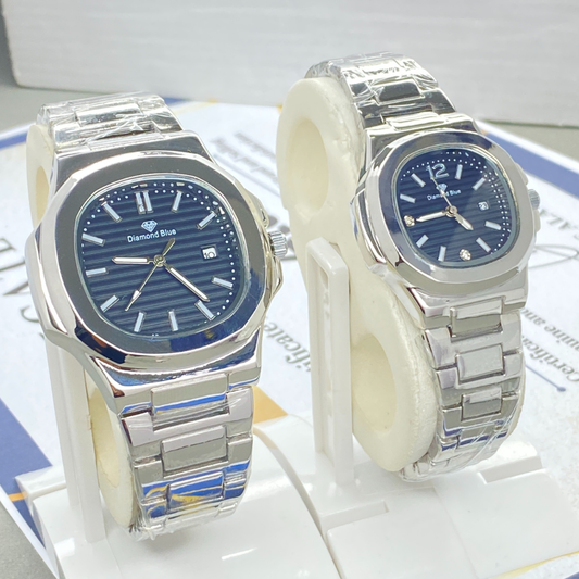 DIAMOND BLUE Analog Stainless Steel Made Couple Watch