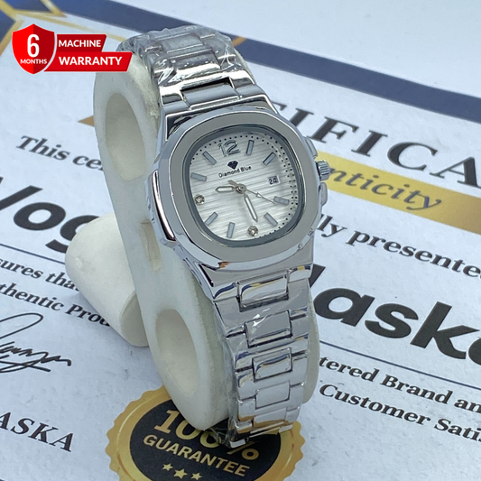 Diamond Blue Premium Analog Stainless Steel Ladies Chain Watch – Elegant Style for Her