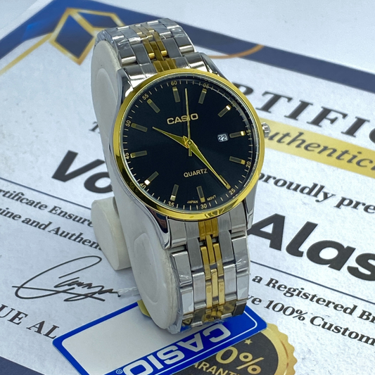 CASIO Round Dial Analog Quartz Stainless Steel Couple Watches